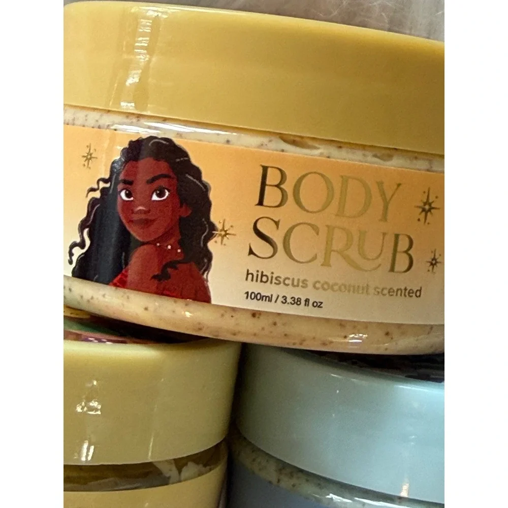Disney Princess Body Scrub Set Apple Hibiscus Coconut Vanilla Rose 3 Pack 3.38oz